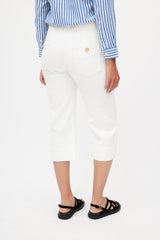Isabel Marant Étoile White & Gold Cropped Trouser