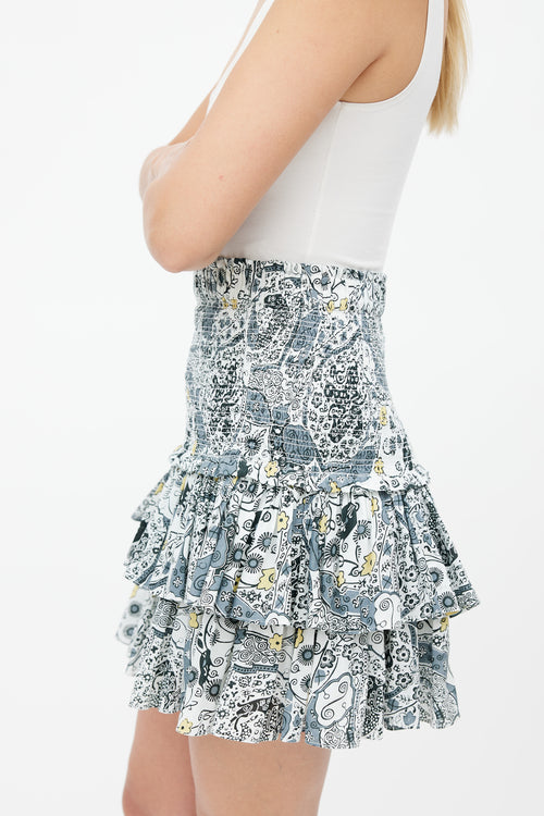 Isabel Marant Étoile White & Multicolour Ruffled Smock Skirt