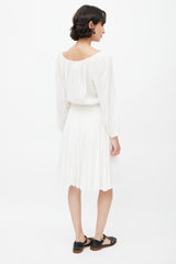 Isabel Marant Étoile White Smocked Long Sleeve Dress