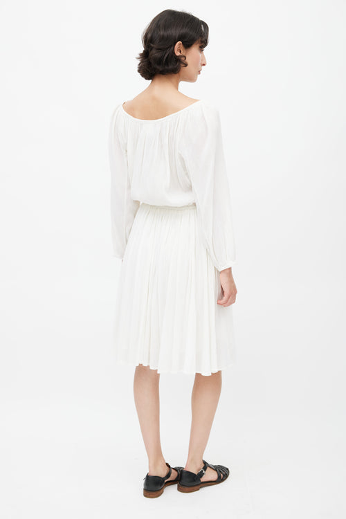 Isabel Marant Étoile White Smocked Long Sleeve Dress