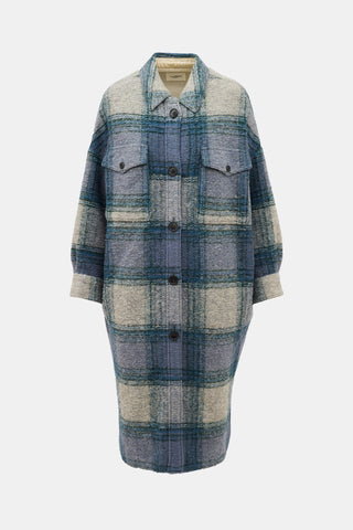 Isabel Marant Étoile Wool Gabrion Plaid Coat