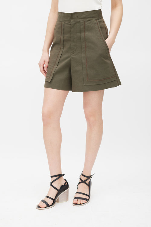 Isabel Marant Green Cotton High Waist Shorts