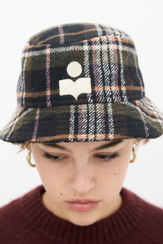 Isabel Marant Black & Multicolour Wool Haley Plaid Bucket Hat