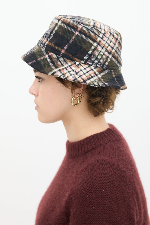 Isabel Marant Black & Multicolour Wool Haley Plaid Bucket Hat