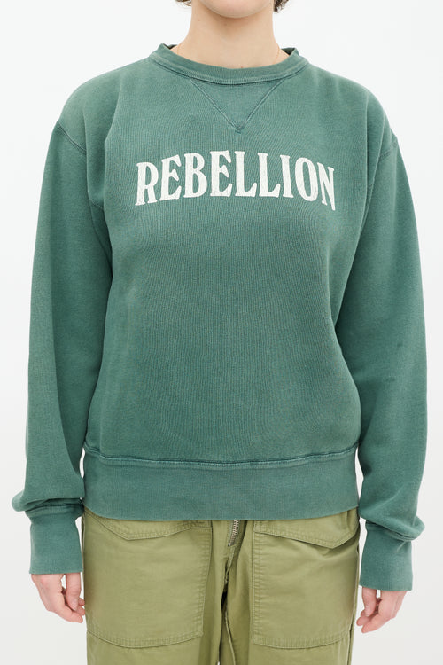 Isabel Marant Green & White Rebellion Sweatshirt