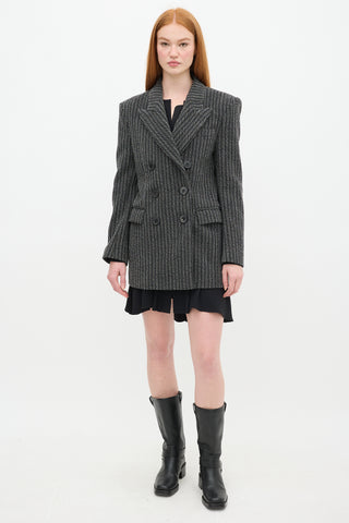 Isabel Marant Grey & White Wool Striped Blazer