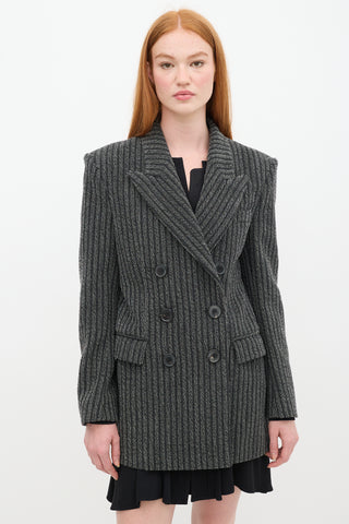 Isabel Marant Grey & White Wool Striped Blazer