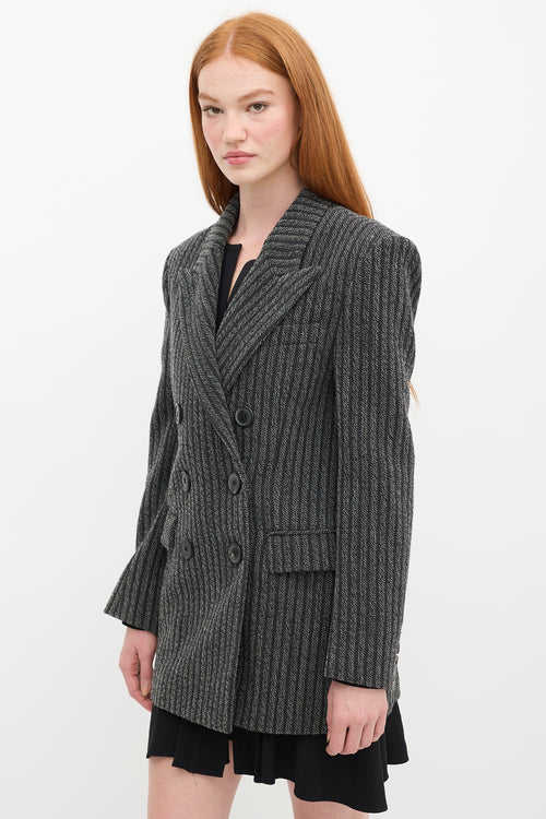 Isabel Marant Grey & White Wool Striped Blazer