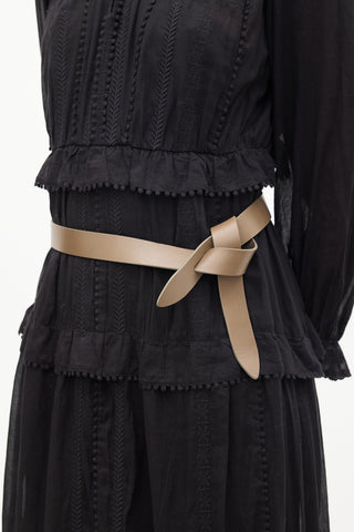 Isabel Marant Grey Leather Lecce Tie Belt