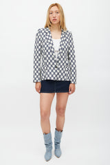 Isabel Marant Grey & Navy Ornate Tile Printed Blazer
