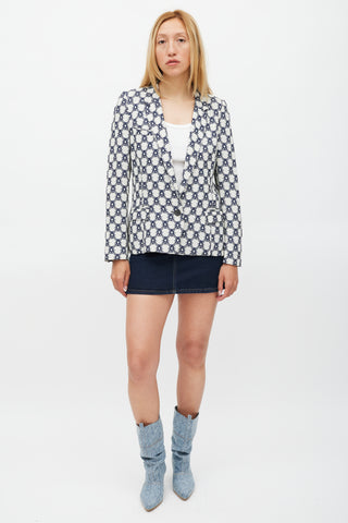 Isabel Marant Grey & Navy Ornate Tile Printed Blazer