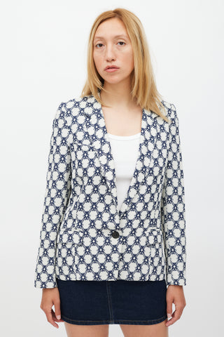 Isabel Marant Grey & Navy Ornate Tile Printed Blazer