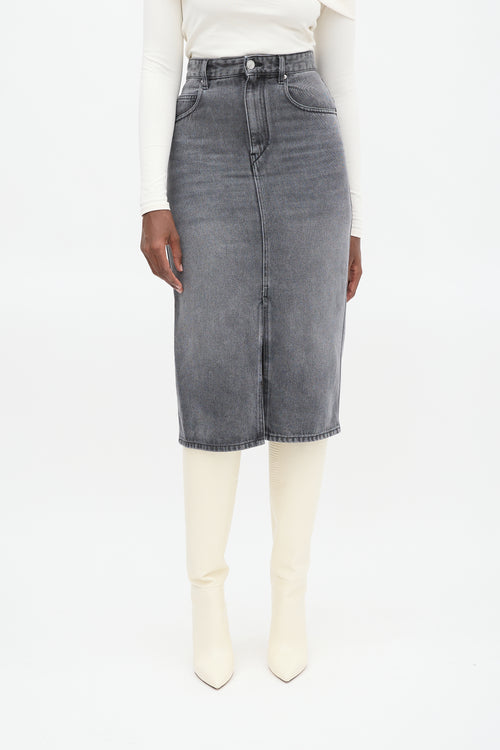 Isabel Marant Grey Denim Tilauria Midi Skirt