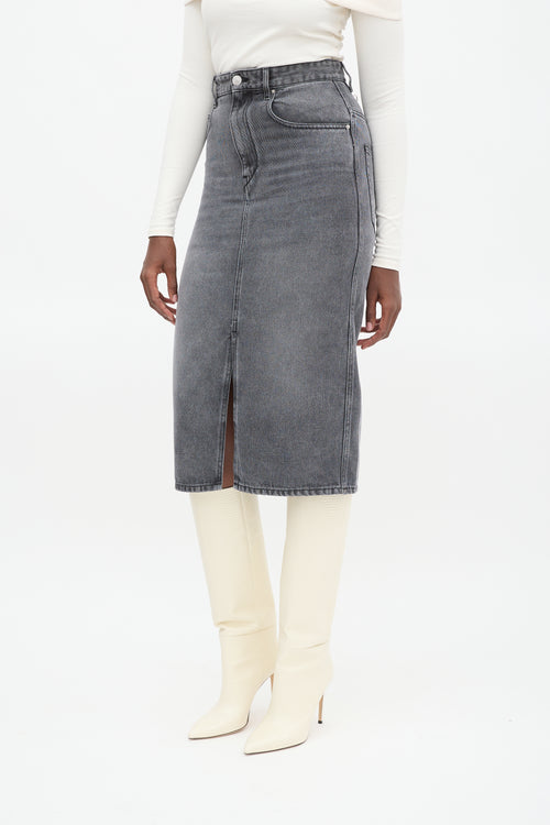 Isabel Marant Grey Denim Tilauria Midi Skirt