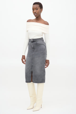 Isabel Marant Grey Denim Tilauria Midi Skirt