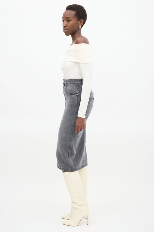 Isabel Marant Grey Denim Tilauria Midi Skirt