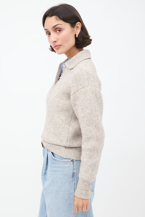 Isabel Marant Heather Grey Knit Quarter Zip Sweater