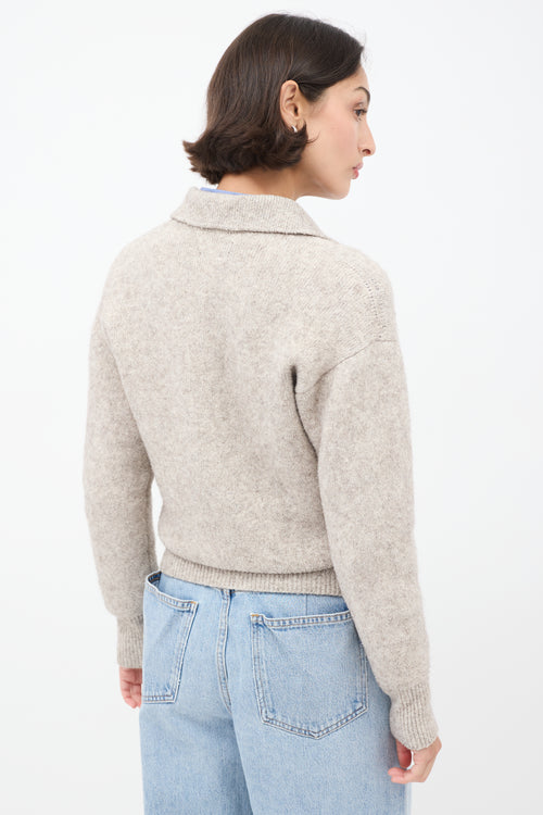 Isabel Marant Heather Grey Knit Quarter Zip Sweater