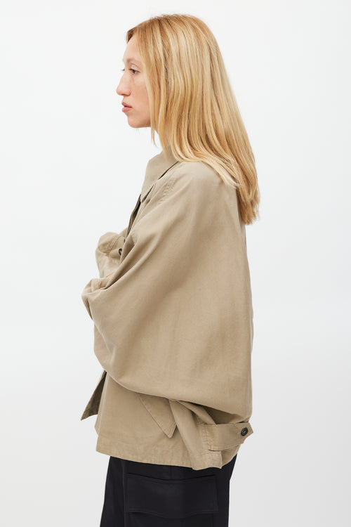 Isabel Marant Khaki Brown Cotton Oversized Cape Jacket