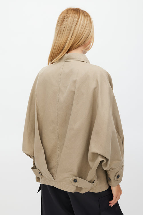 Isabel Marant Khaki Brown Cotton Oversized Cape Jacket
