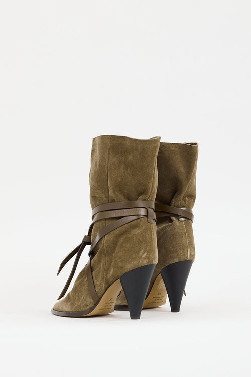 Isabel Marant Khaki Green Suede Lidly Boot