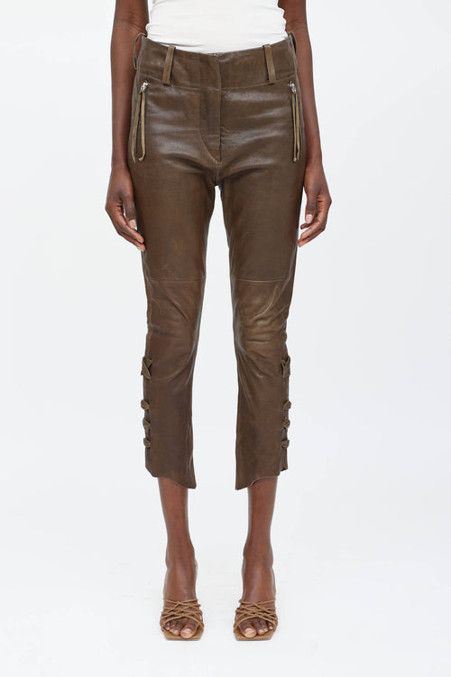 Isabel Marant Leather Lace Up Capri Pant