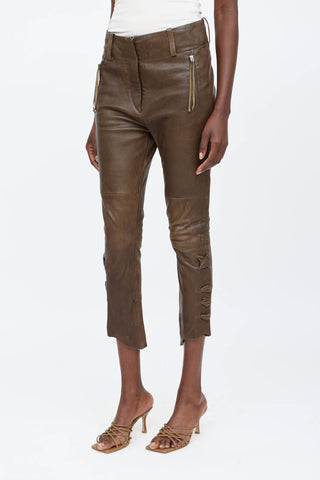 Isabel Marant Leather Lace Up Capri Pant