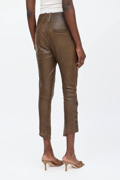 Isabel Marant Leather Lace Up Capri Pant