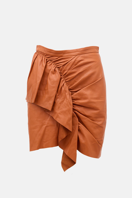 Isabel Marant Leather Ruffled Mini Skirt