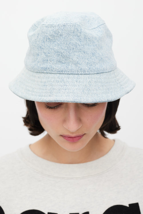 Isabel Marant Light Wash Logo Denim Bucket Hat