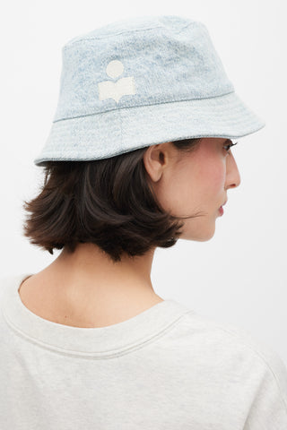 Isabel Marant Light Wash Logo Denim Bucket Hat