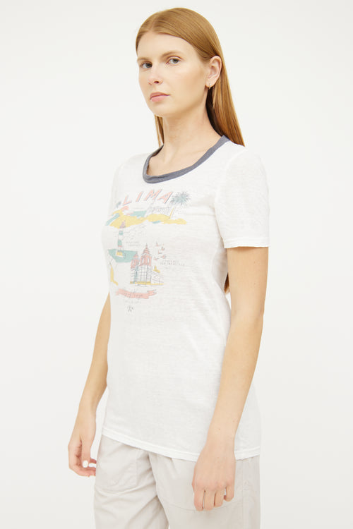 Isabel Marant Étoile White Linen Lima Print Tshirt