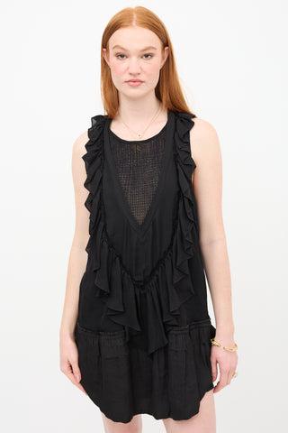 Isabel Marant Mesh Panel Ruffle Dress