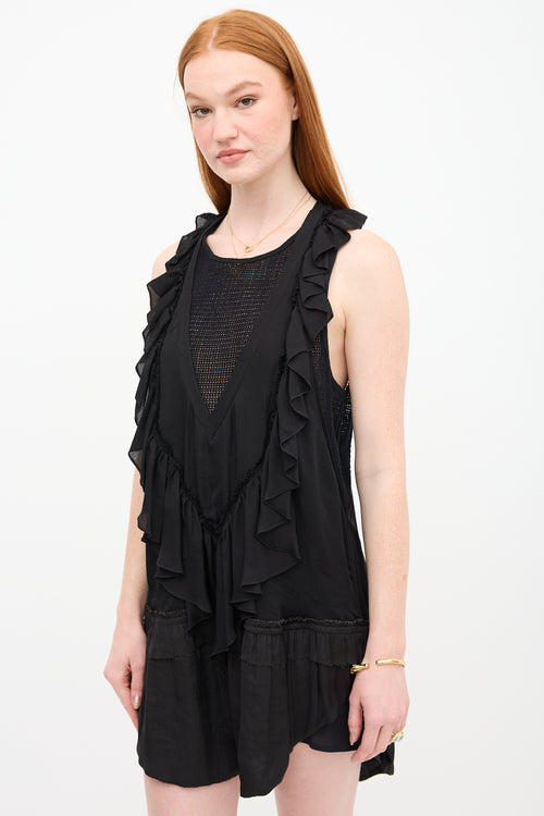 Isabel Marant Mesh Panel Ruffle Dress