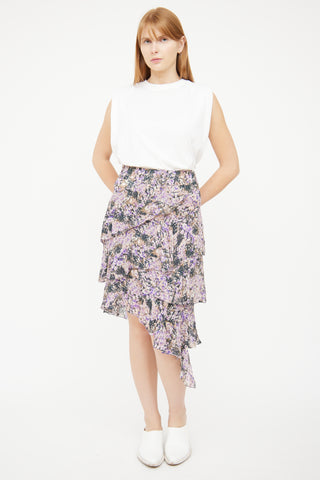 Isabel Marant Purple Multi Tier Midi Skirt