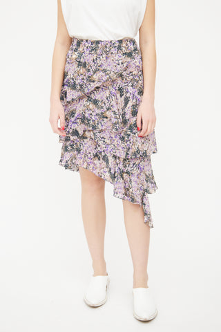 Isabel Marant Purple Multi Tier Midi Skirt
