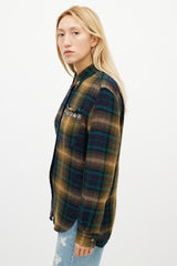 Isabel Marant Beige & Green Wool Plaid Jewel Shirt