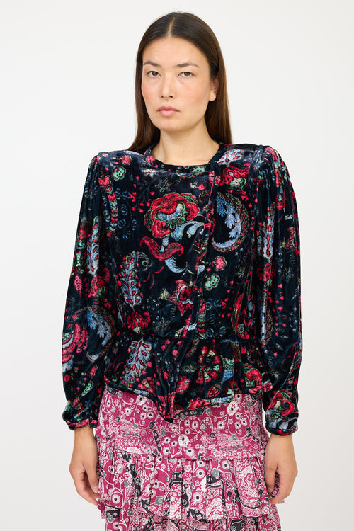 Isabel Marant Navy & Multicolour Velour Paisley Jacket