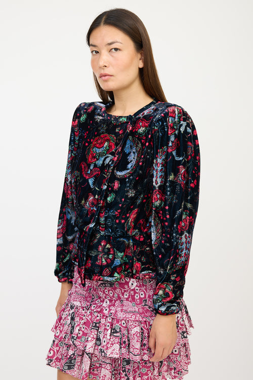 Isabel Marant Navy & Multicolour Velour Paisley Jacket