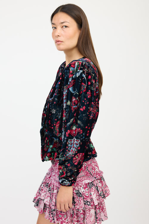 Isabel Marant Navy & Multicolour Velour Paisley Jacket