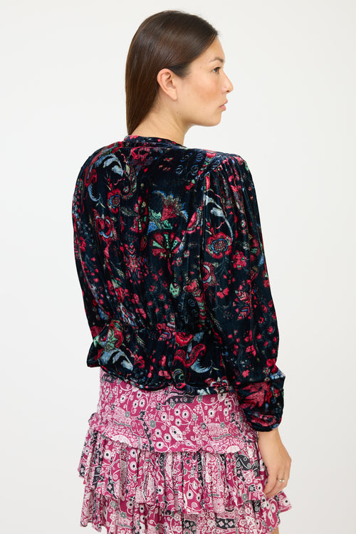 Isabel Marant Navy & Multicolour Velour Paisley Jacket