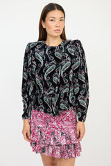 Isabel Marant Black & Multicolour Velour Paisley Jacket
