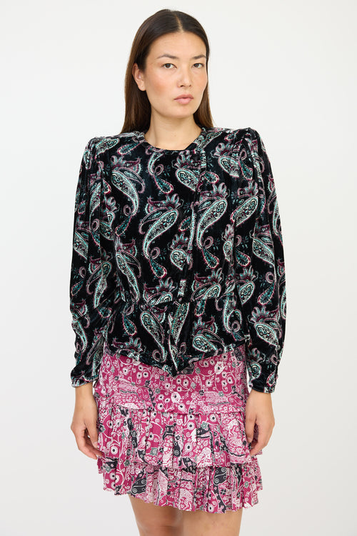 Isabel Marant Black & Multicolour Velour Paisley Jacket