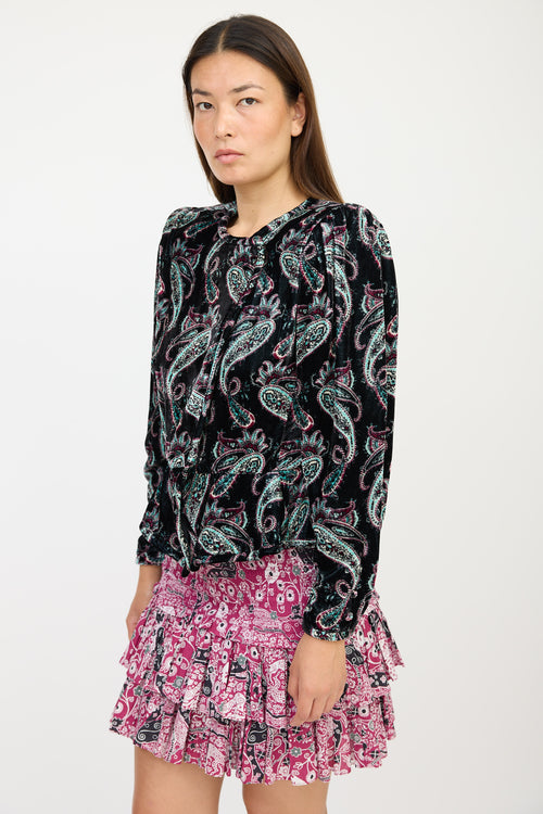 Isabel Marant Black & Multicolour Velour Paisley Jacket