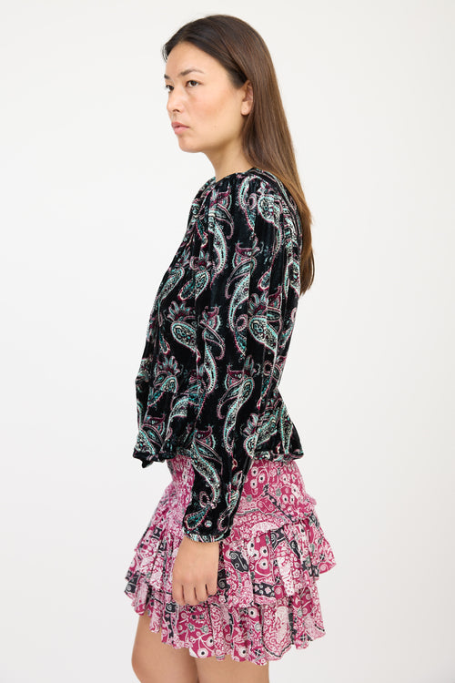 Isabel Marant Black & Multicolour Velour Paisley Jacket