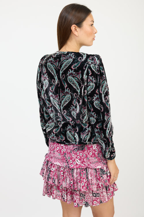 Isabel Marant Black & Multicolour Velour Paisley Jacket