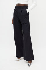 Isabel Marant Navy & Red Stripe Wide Leg Trouser