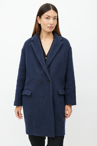 Isabel Marant Navy Wool Double Breasted Coat
