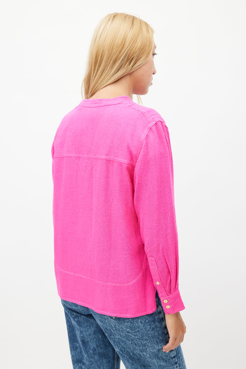 Isabel Marant Pink Silk Contrast Stitch Shirt