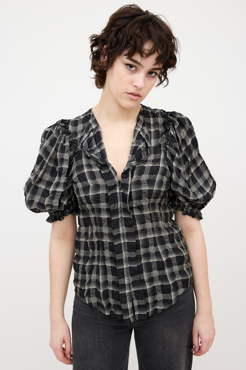 Isabel Marant Plaid Ruffle Blouse